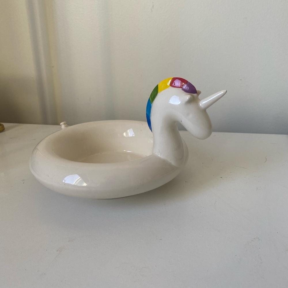Unicorn rainbow trinket dish